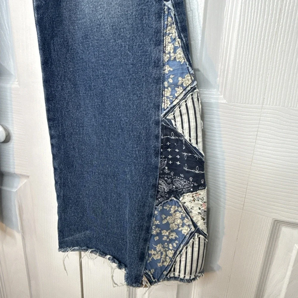 Driftwood Women's Jeans 32X34‎ Farrah Flare Leg Patchwork Hippie Boho Cowgirl